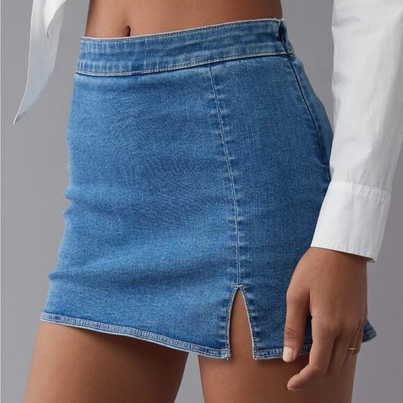 AE Next Level High-Waisted Denim Skort - Picture 1 of 5
